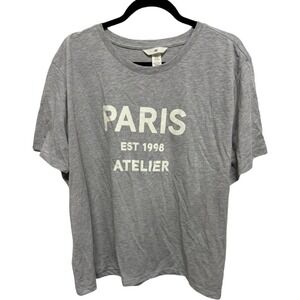 H&M Gray Paris Screen Print TShirt Size XXL Basics Plus Size Graphic Tee